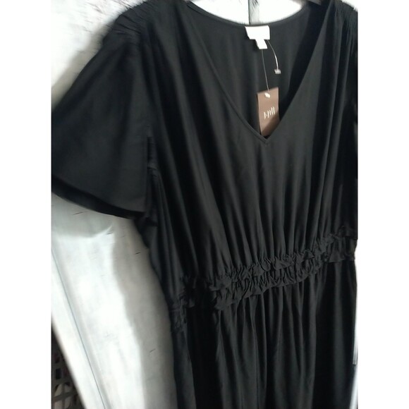 J. Jill Maxi V-neck Ruffled Sleeve Dress Black Nwt 3x Boho Feminine - Picture 6 of 13